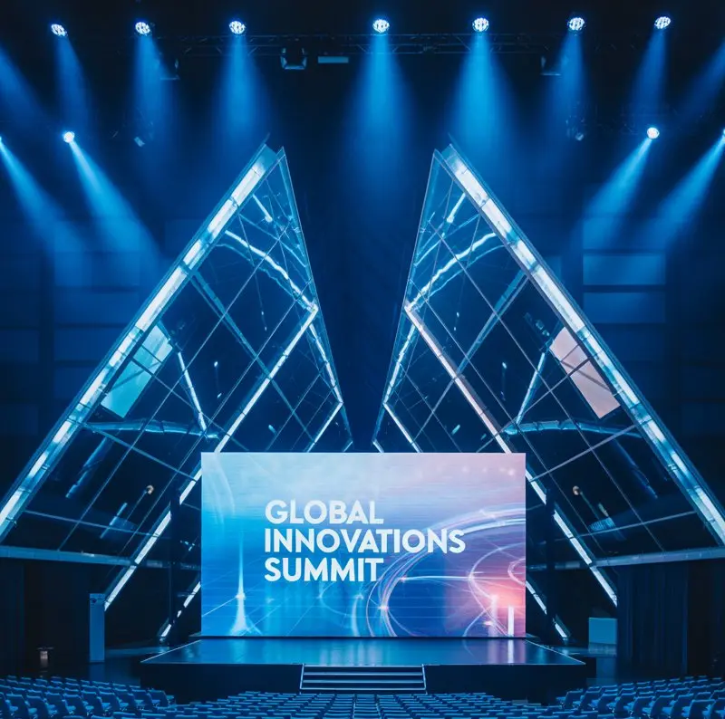 Corporate Event Setup with Stage and Seating